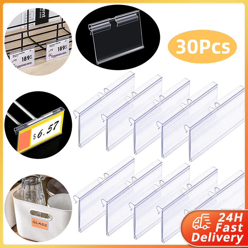 

30pcs Label Harga Mika Price Tag Holder PVC Price Tag Card Price Tag Holder Minimarket Price Tag Label Holder