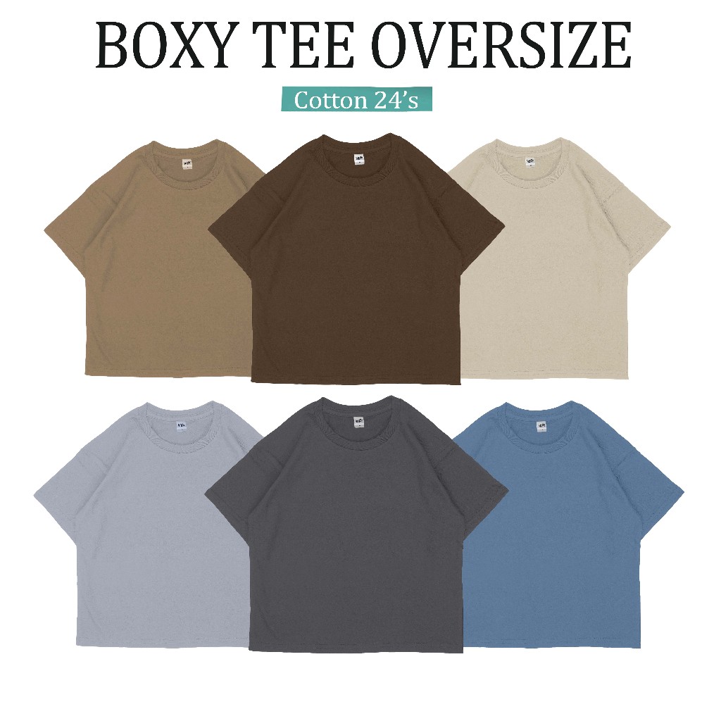 BOXY FIT TEE KAOS OVERSIZE POLOS UNISEX BAHAN CATTON 24 s