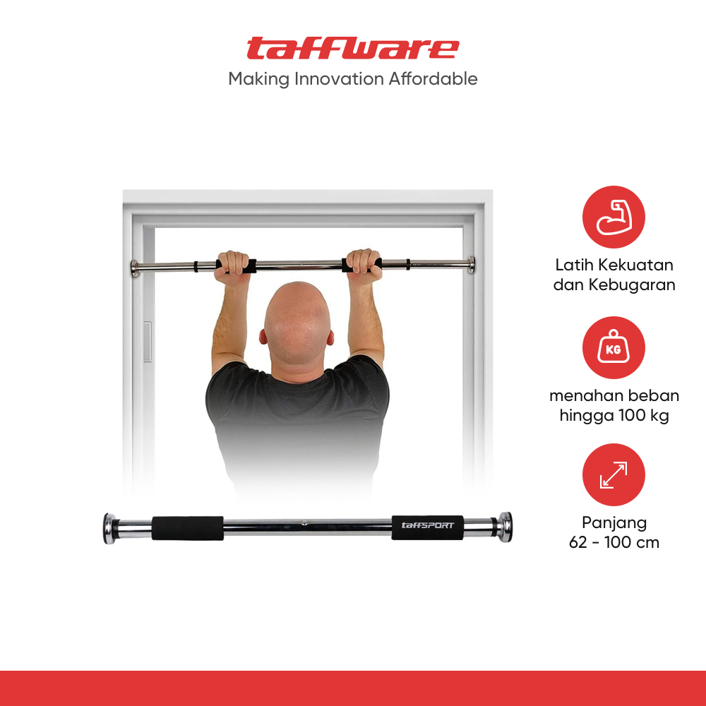 TaffSPORT Tiang Latihan Pull Up Pintu Solid Grip 62-100cm - HW139501