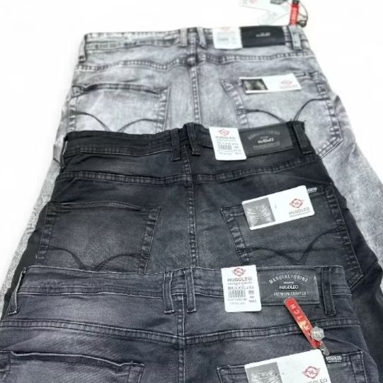 Celana Jeans Panjang HUG0 LEO Panjang Karet Slim-Fit Pria/Cowok/Laki-Laki