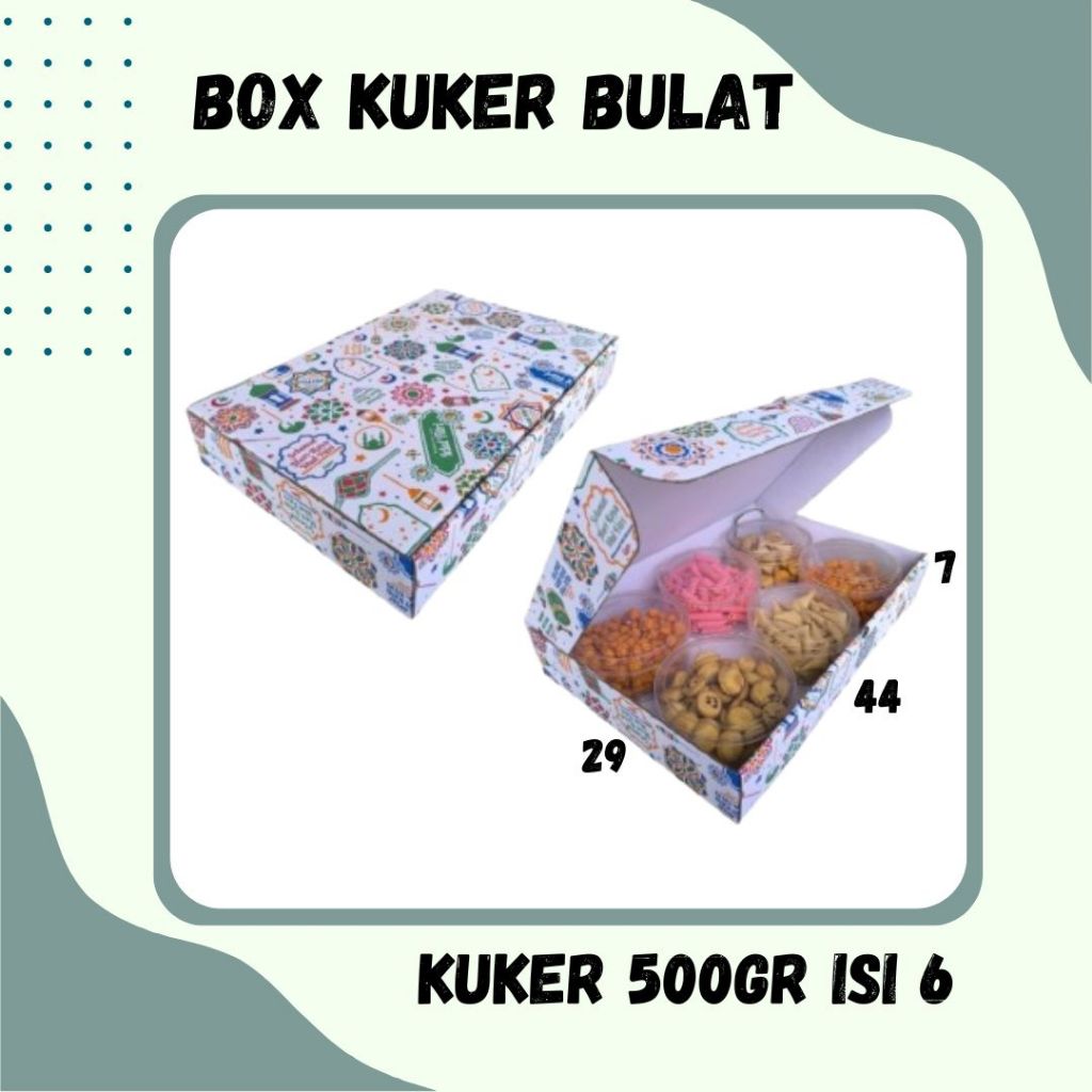 

Box 44x29x7 Lipat Depan Kue Kering isi 6 500gr Polos/ Motif Hampers Kuker | Jersey / Kue Kering Kardus Packing Packing Polos/Motif