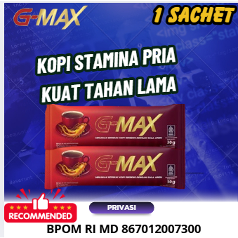 

1 SACHET KOPI Stamina Pria Dewasa KOPI GMAX Obat Kuat Pria Tahan Lama Sembuhkan Ejakulasi Dini Permanen