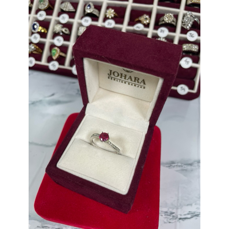 “JOHARA BERLIAN” cincin wanita berlian eropa batu ruby ring perak 011