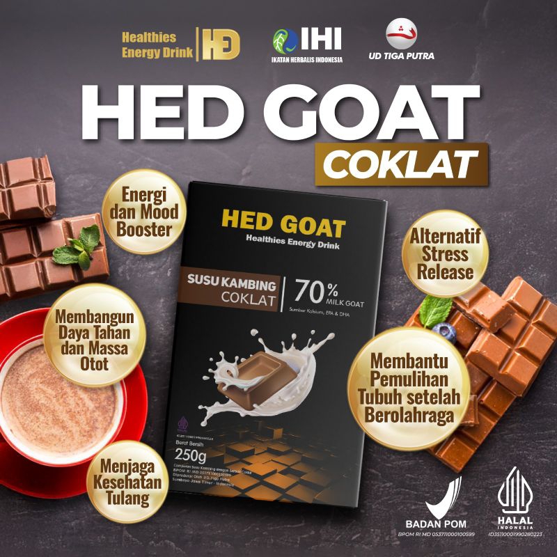 

HED GOAT COKLAT 70%Susu Kambing Premium Probiotik (250gr)