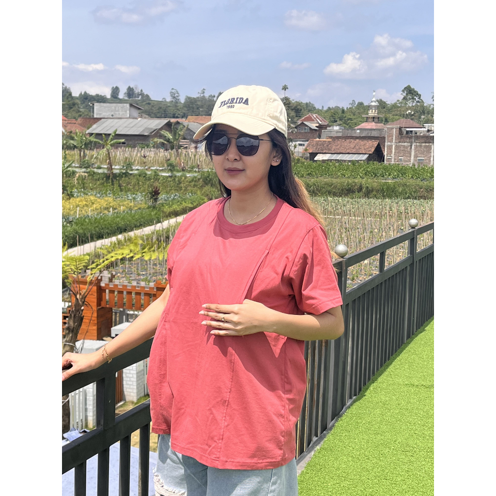 Baju Kaos Menyusui warna Blush Red