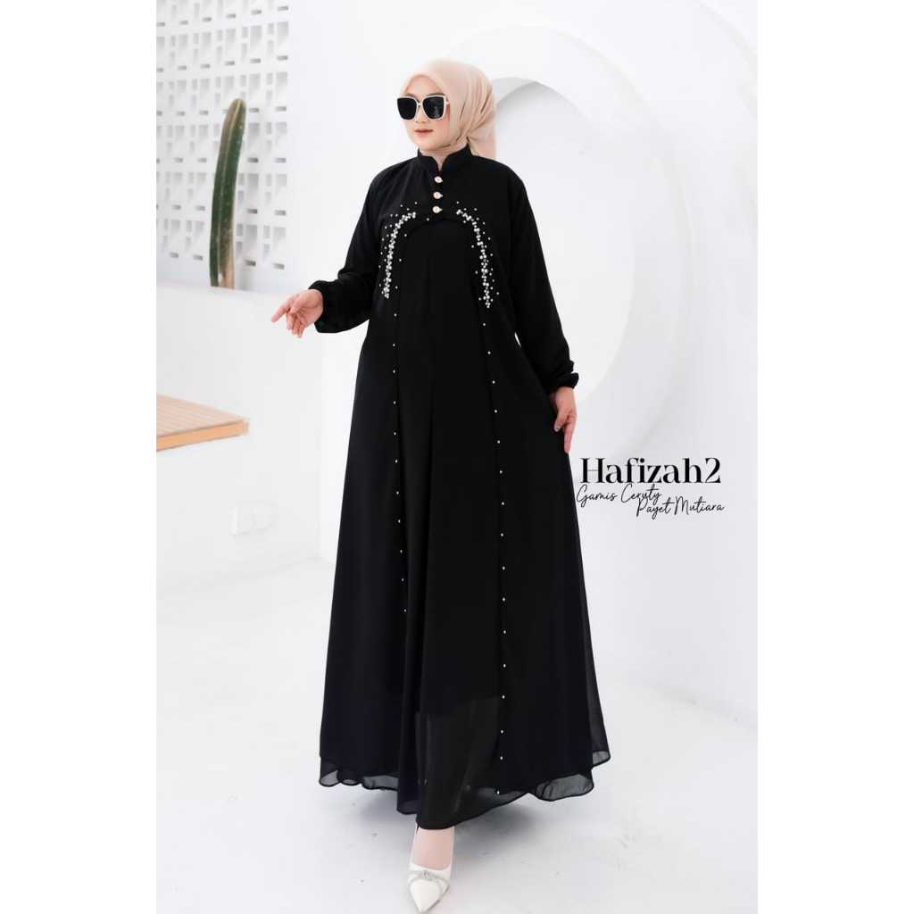 GAMIS CERUTY HAFIZAH DRESS PAYET MUTIARA TERBARU BAJU LEBARAN 2025 REALPICT BISA COD