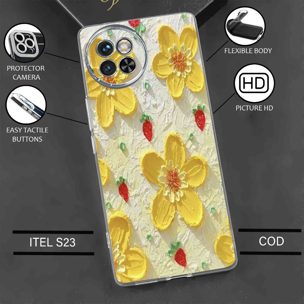 Case ITEL S23 Terbaru - Casing Itel S23 - Softcase karet motif gambar ( FLWRS ) - Kesing Hp - Siliko