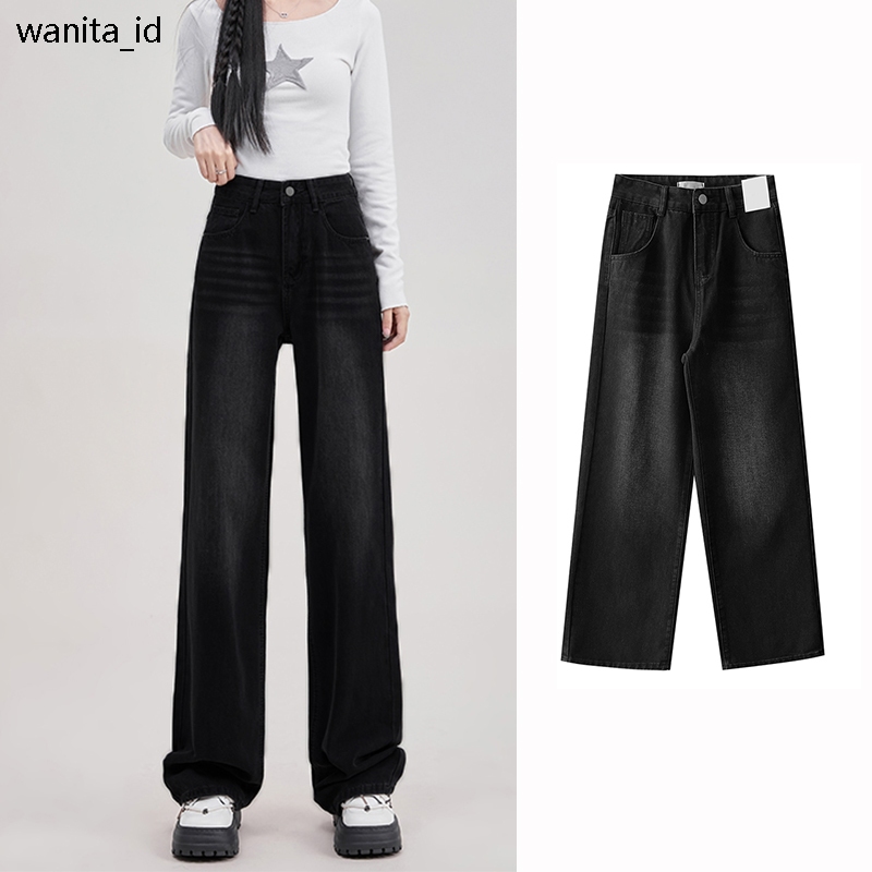 【wanita_id】Celana Hitam Panjang Wanita Celana Baggy Pants Celana Kulot Jeans Wanita OOTD