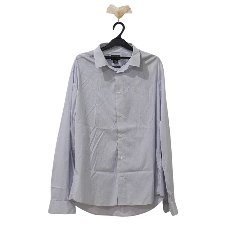 ORI H&M White Blue Shirt - Atasan Kemeja / Hem Kantor / Kerja / Kondangan / Formal Pria / Laki / Cow