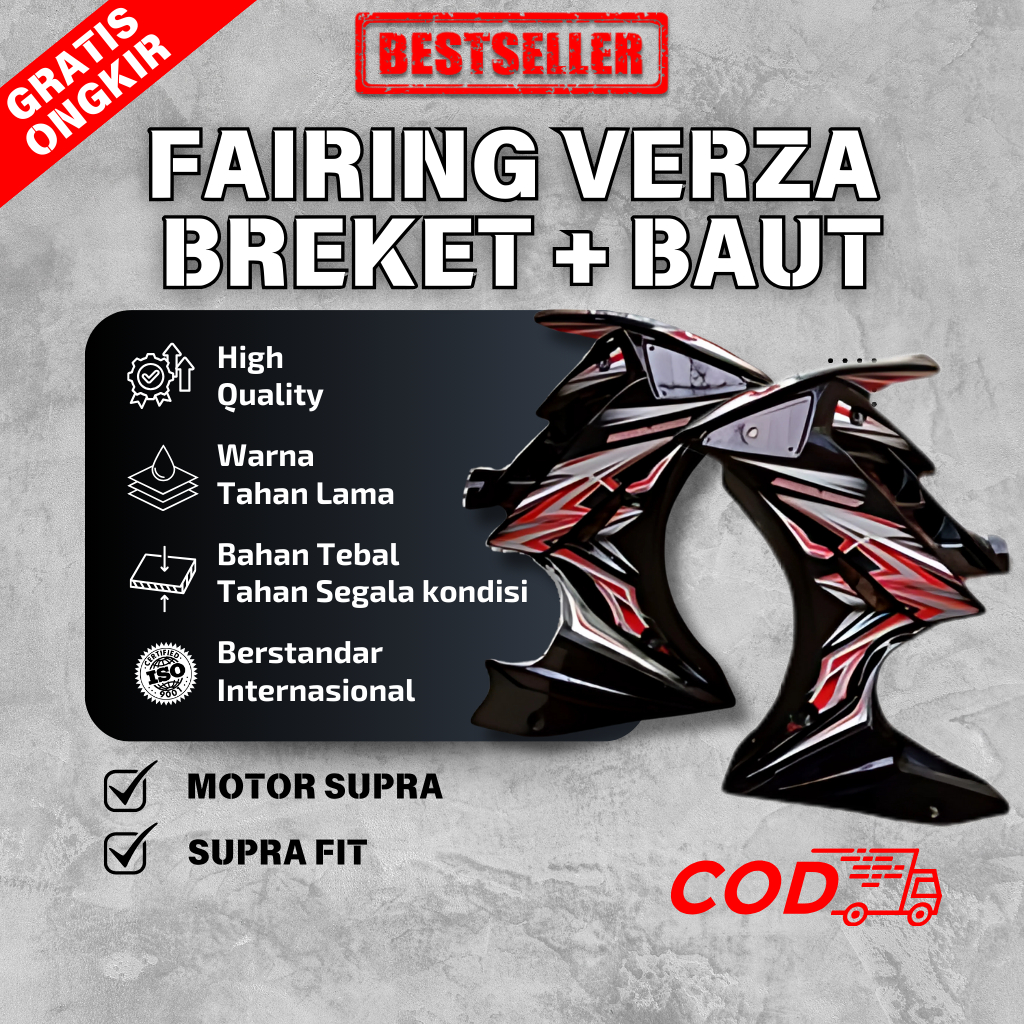 FAIRING VERZA (1SET KIRI KANAN) BONUS BREKET DAN BAUT - 3 WARNA SAYAP FERING FARING HONDA BEST QUALI