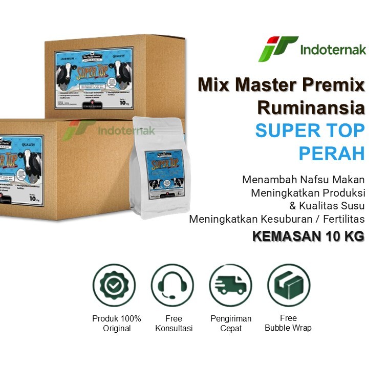 MIX MASTER PREMIX SUPER TOP SAPI PERAH - Suplemen Pakan Untuk Sapi Perah Kemasan 10KG