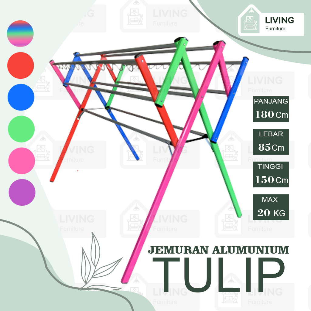 Jemuran Alumunium Tulip / Jemuran Baju Handuk Pakaian Aluminium Minimalis Murah