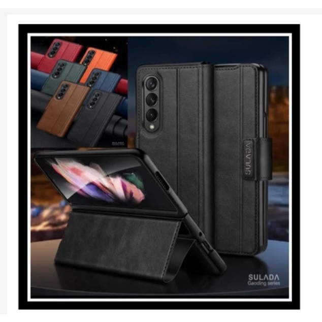 Case Samsung Galaxy Z Fold 3 Fold 3 5G Case Sulada Leather Flip Case Kulit