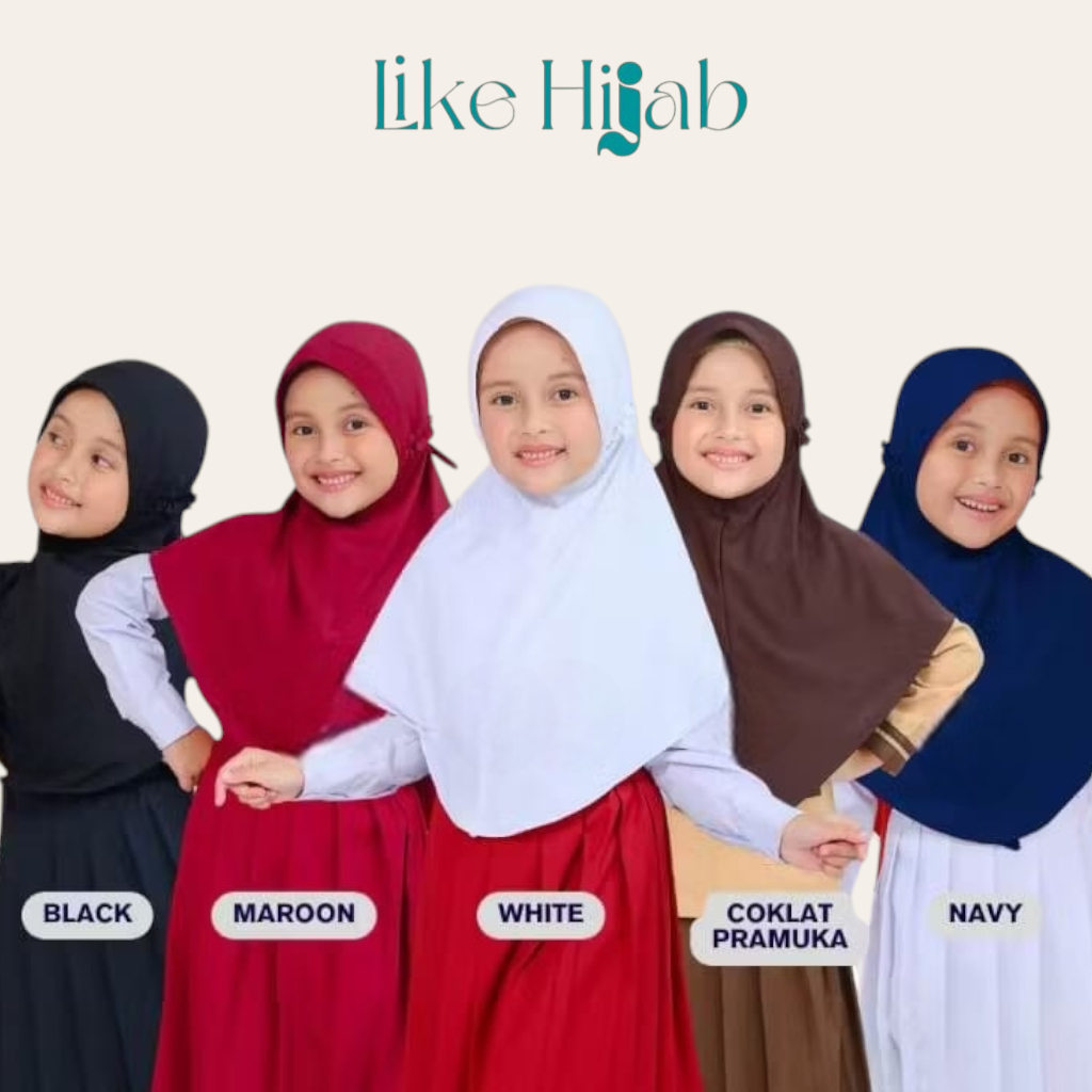 Hijab Anak Sd / Hijab Fatma / Jilbab Kerudung Anak Sekolah Instan / Bahan Jersey - Hijab Pramuka