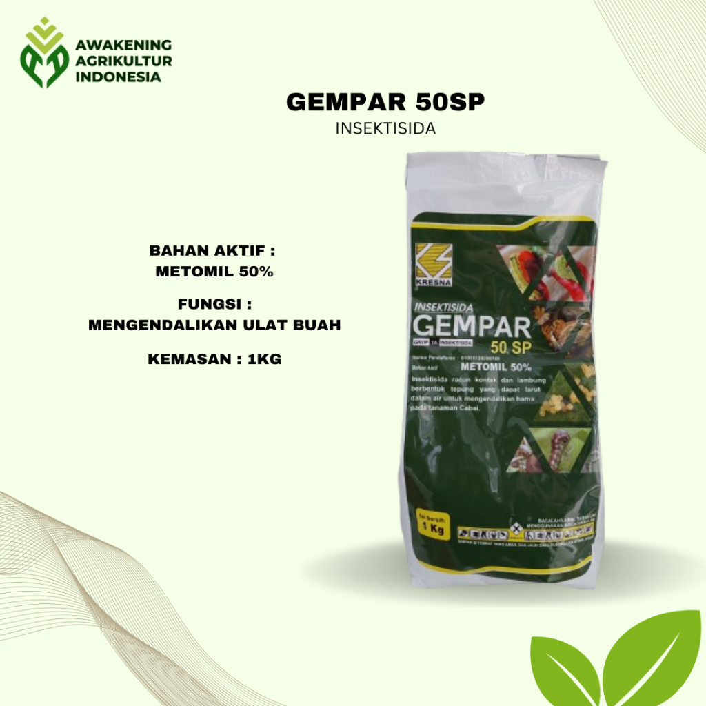 GEMPAR 50SP 1KG METOMIL WARNA BIRU EFEKTIF MEMBASMI ULAT DAN TELURNYA