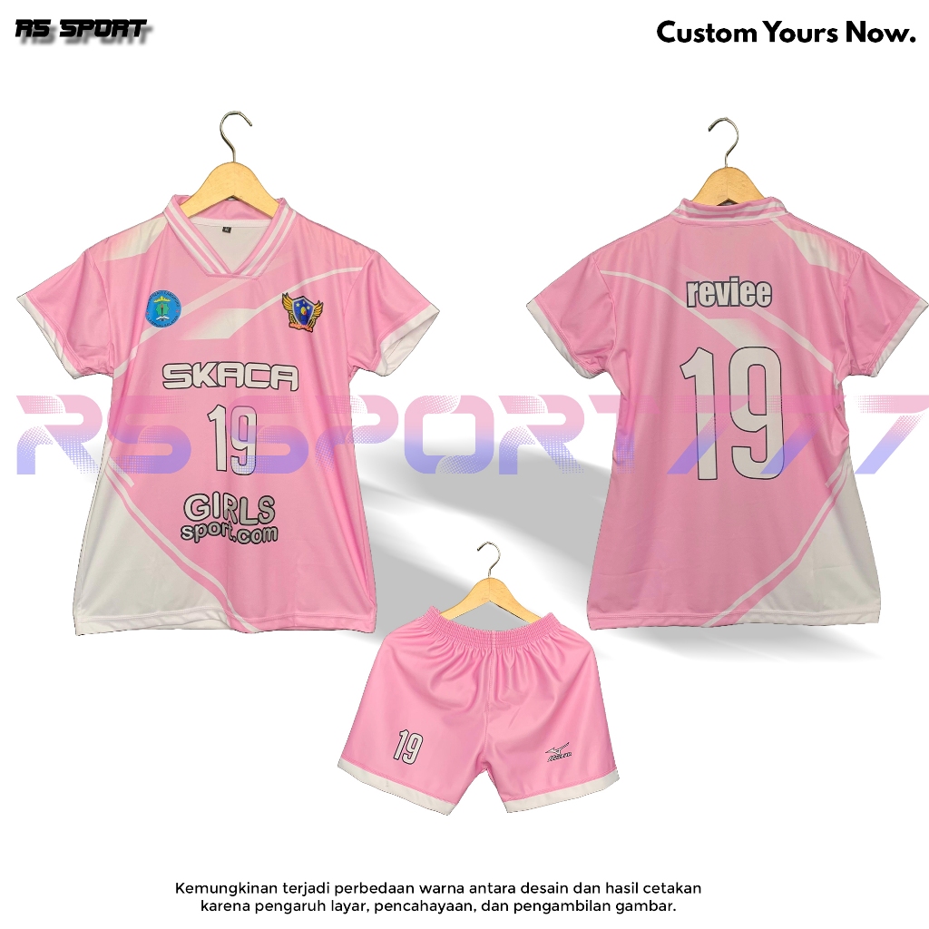 RS Sport Jersey Olahraga Cewek  Stelan Voli Pink Putih