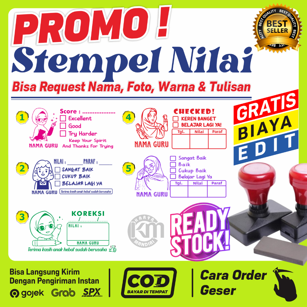 

Stempel Nilai Guru / Penilaian / Koreksi / Checked / Reward