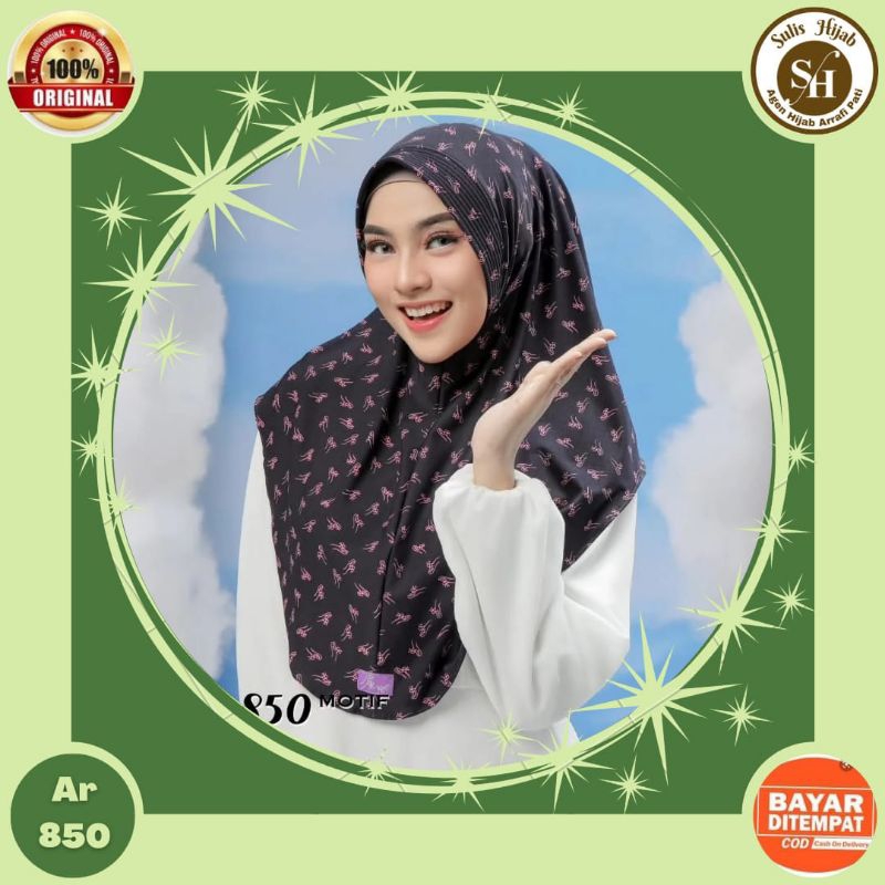 Promo - Arrafi AR 850 hijab jilbab kerudung bergo jersey instan motif olahraga senam sporty joging l