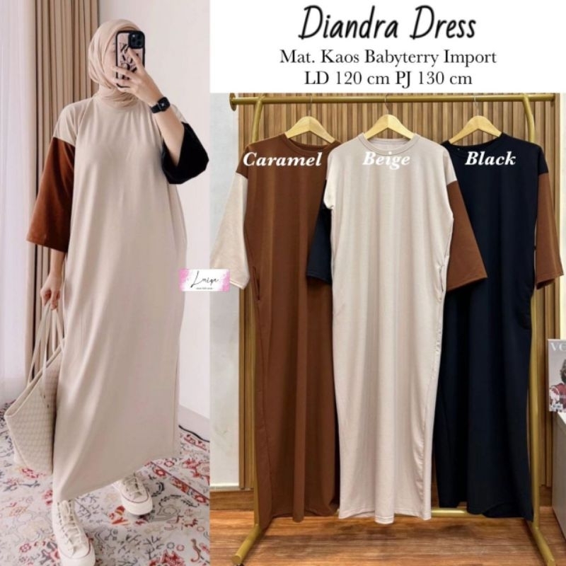 DIANDRA dress ld 120 Kaos Babyterry Import by LAIQA long dress gamis muslim casual wanita
