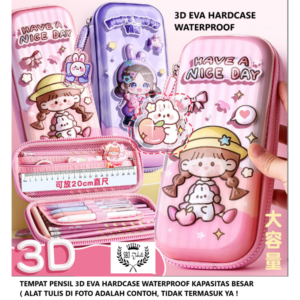 

Kotak pensil / tempat pensil alat tulis happy time 3D hardcase waterproof KBX original stationary