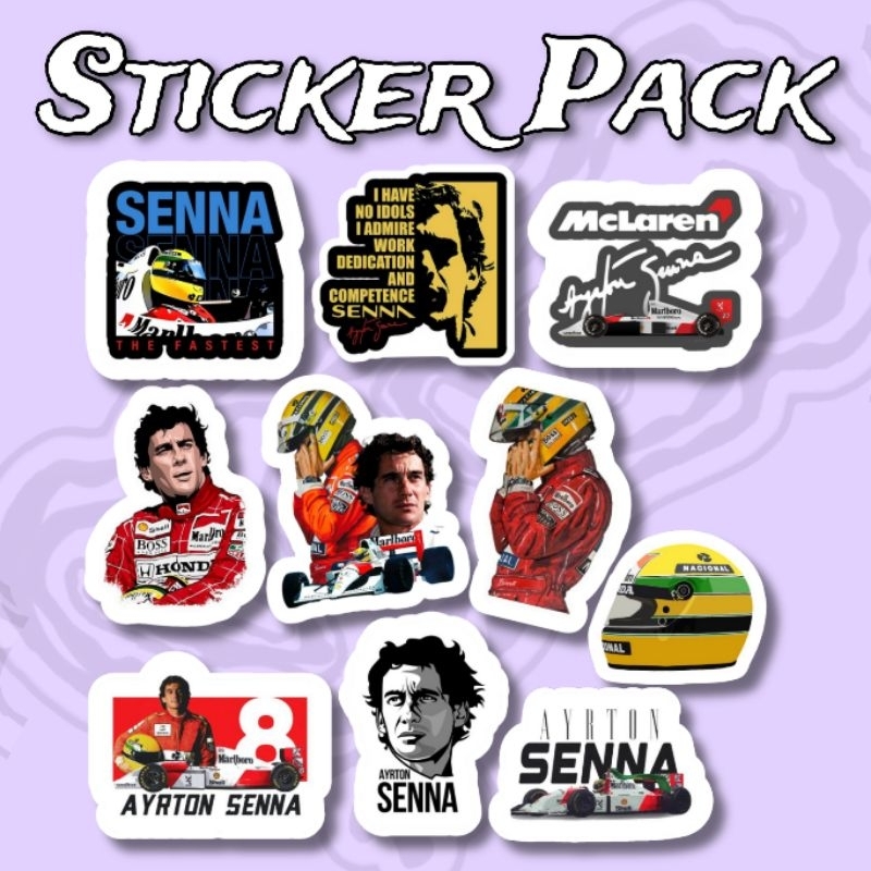 

Sticker F1 Ayrton Senna Pack isi 10 pcs vinyl waterproof