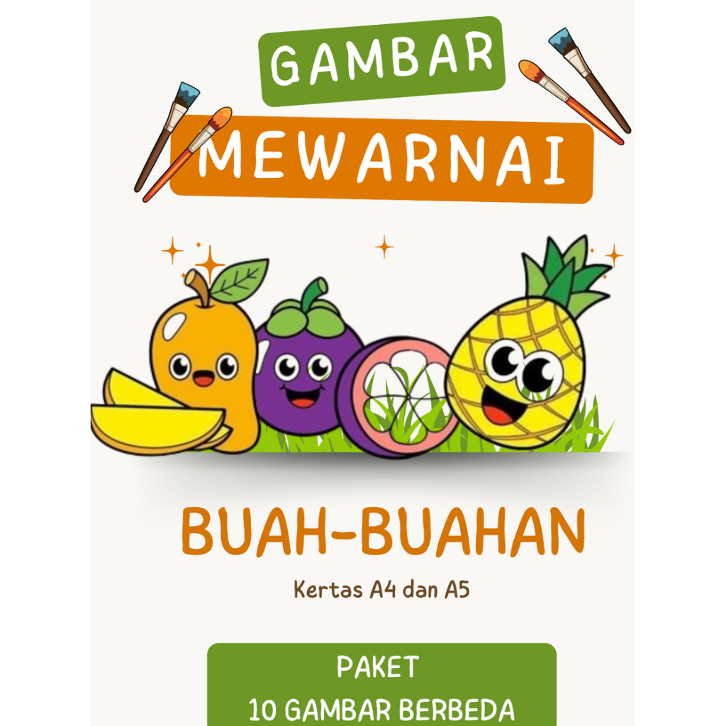 Belajar Mewarnai/ Gambar Mewarnai kertas A4