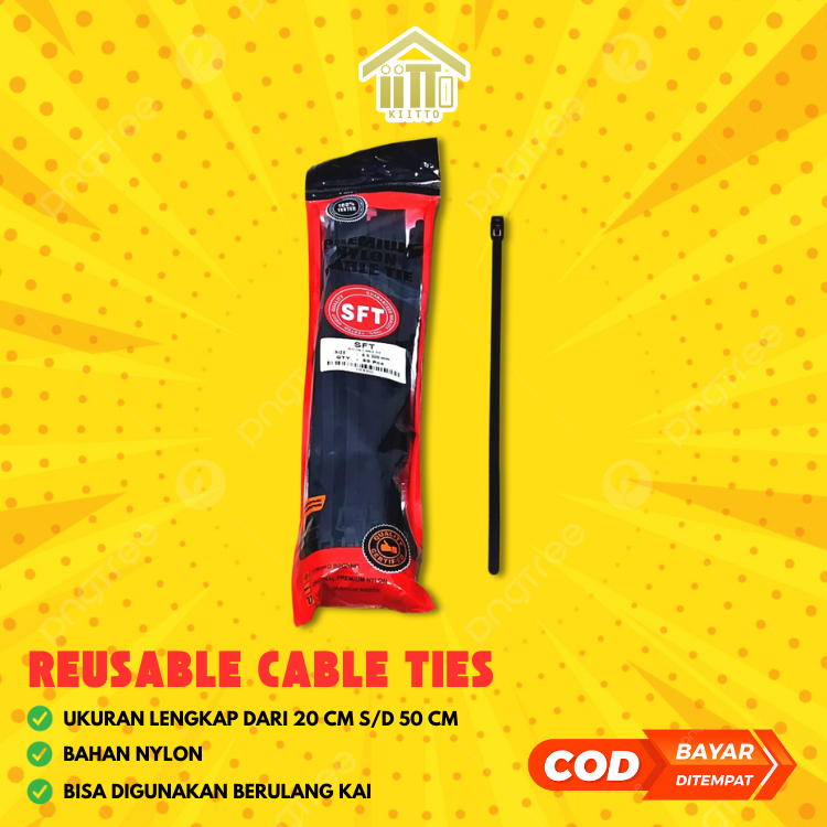 

(JUAL 1 PCS) KABEL TIES REUSABLE / KABEL TIES BISA BUKA TUTUP KEMBALI 20 CM / 25 CM / 30 CM / 40CM / 50 CM