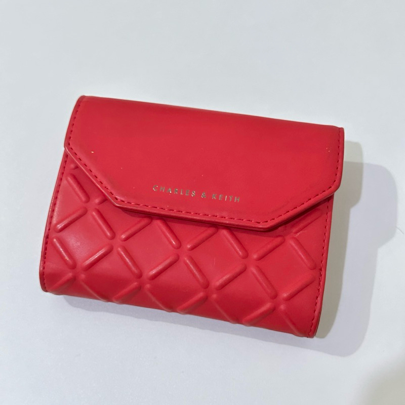 [100% Preloved Ori] Dompet Charles & Keith / Dompet Merah Charles and Keith Dompet Uang Kartu Dompet