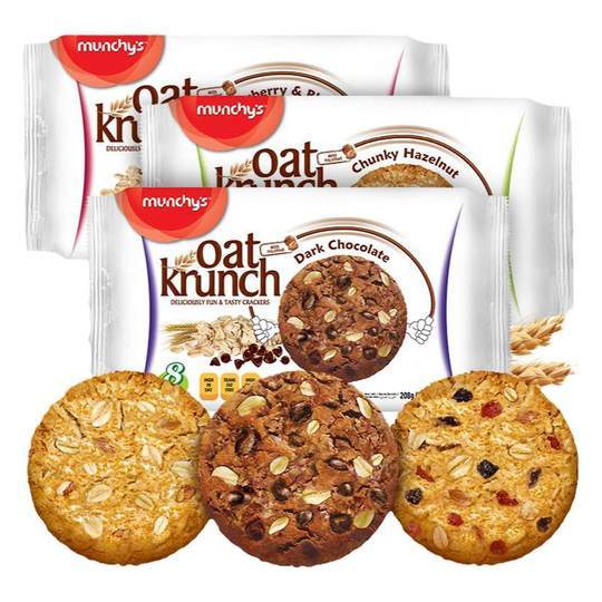 

Makanan Ringan / Snack Impor Malaysia Munchy Oat Krunch 208 Ml dan 390 Ml Varian Strawberry Blackberry, Dark Chocolate, Nuttty Chocolate, Chunky Hazelnut