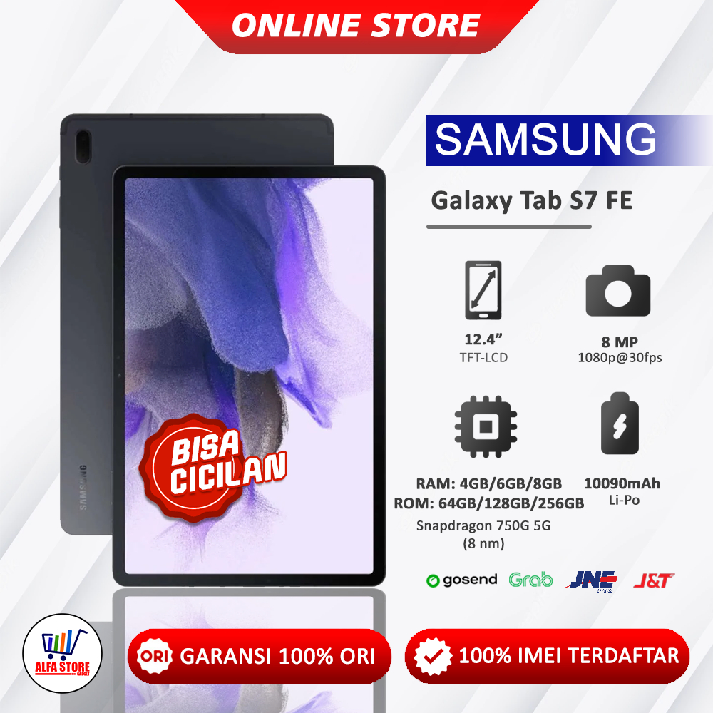 Samsung Galaxy Tab S7 FE 5G RAM 6/128gb tab s7fe 5G tabs7fe tablet s7fe Garansi Resmi