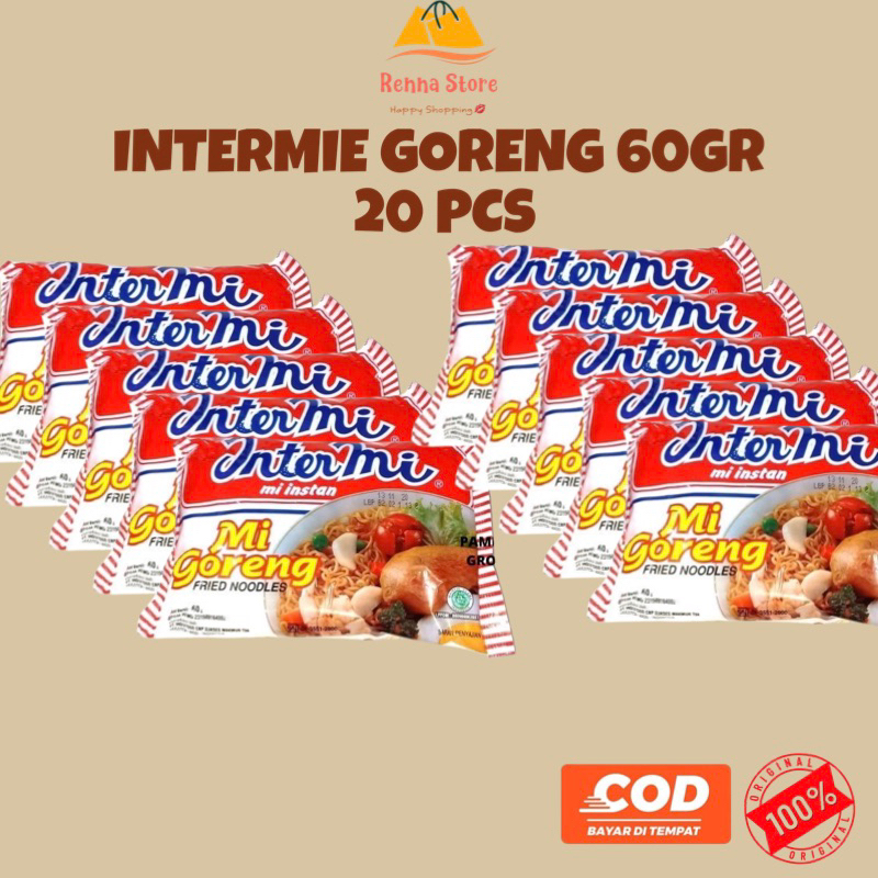 

INTERMIE Pedas x EKOMIE Goreng x SAKURA Kuah 60gr (paket 20 pcs) Mie Food Noodles
