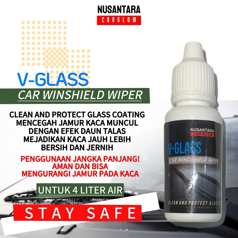 V-GLASS CAR WINSHIELD WIPER CLEAN AND PROTECT GLASS COATING CAIRAN WIPER KHUSUS KACA DEPAN MOBIL MEN