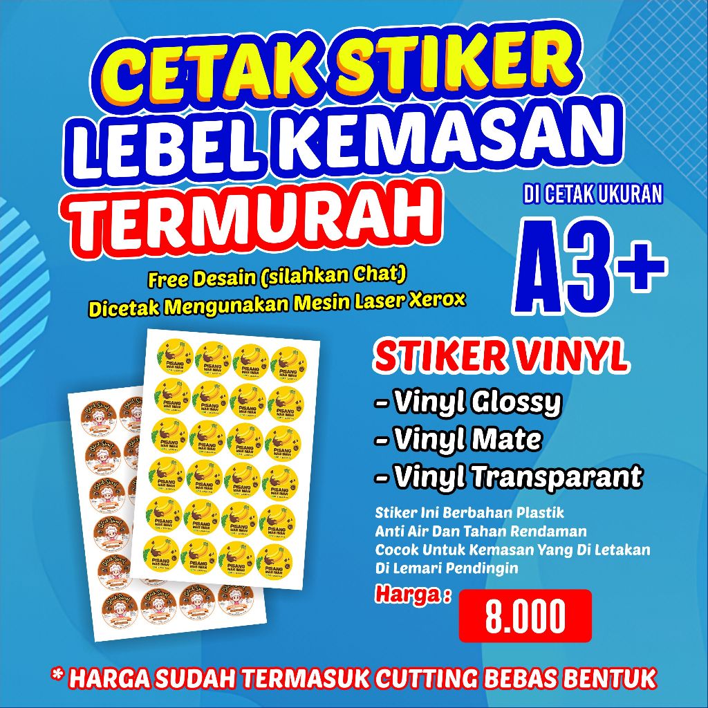 

Stiker vinyl Label Kemasan Murah free desain