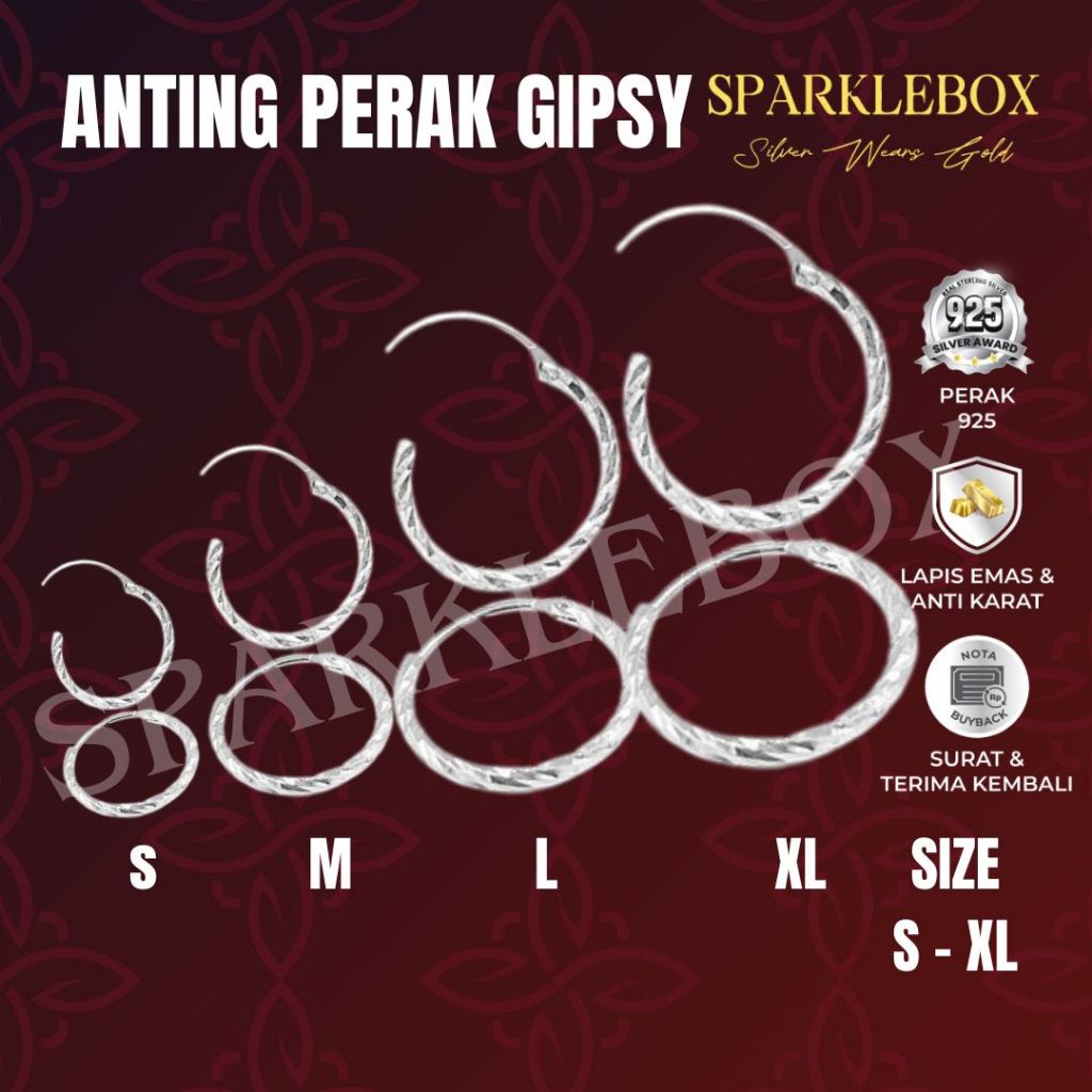D3W Anting Perak Gipsi - Anting Perak Asli - Anting Silver Gipsy - Anting Perak Anak - Sparkle Box