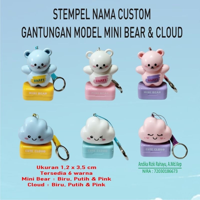 

Stempel Nama Custom Gantungan Model Mini Bear & Cloud