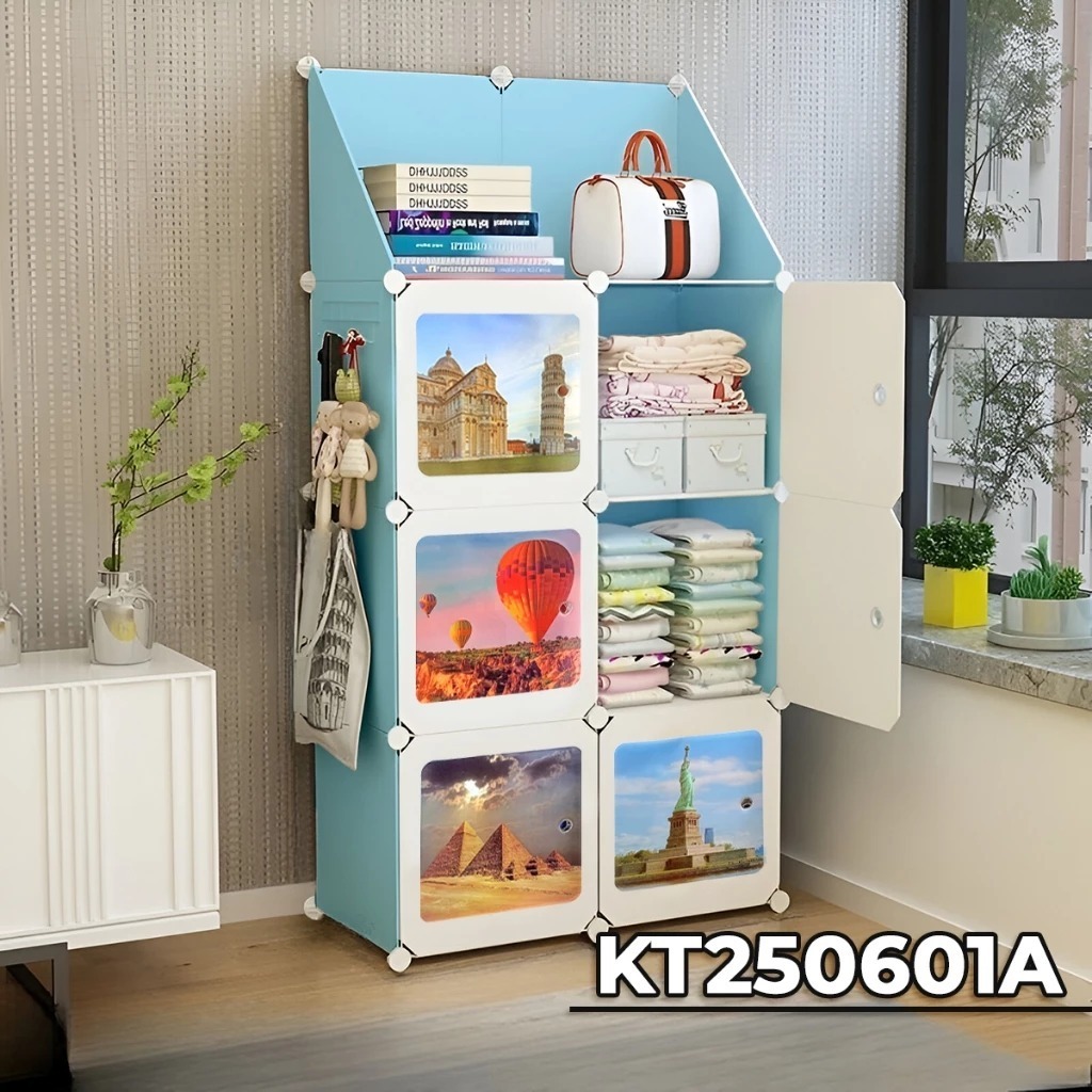 Lemari Pakaian Plastik Portable 8 Pintu / Lemari Plastik 6 susun / Lemari Pakaian Bahan HARD PLASTIC