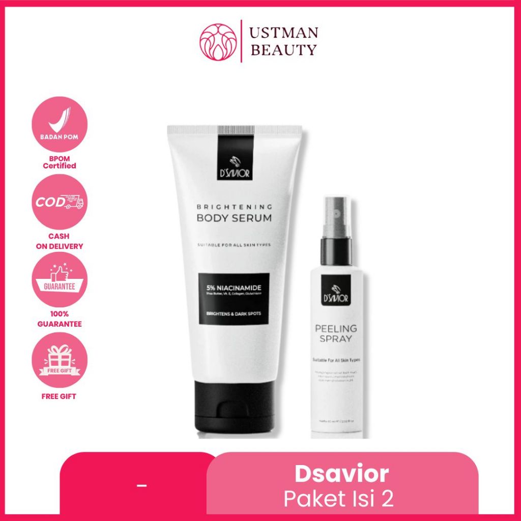 D'Savior Paket Beauty Brightening Body Serum Original Peeling Spray Combo Glowup