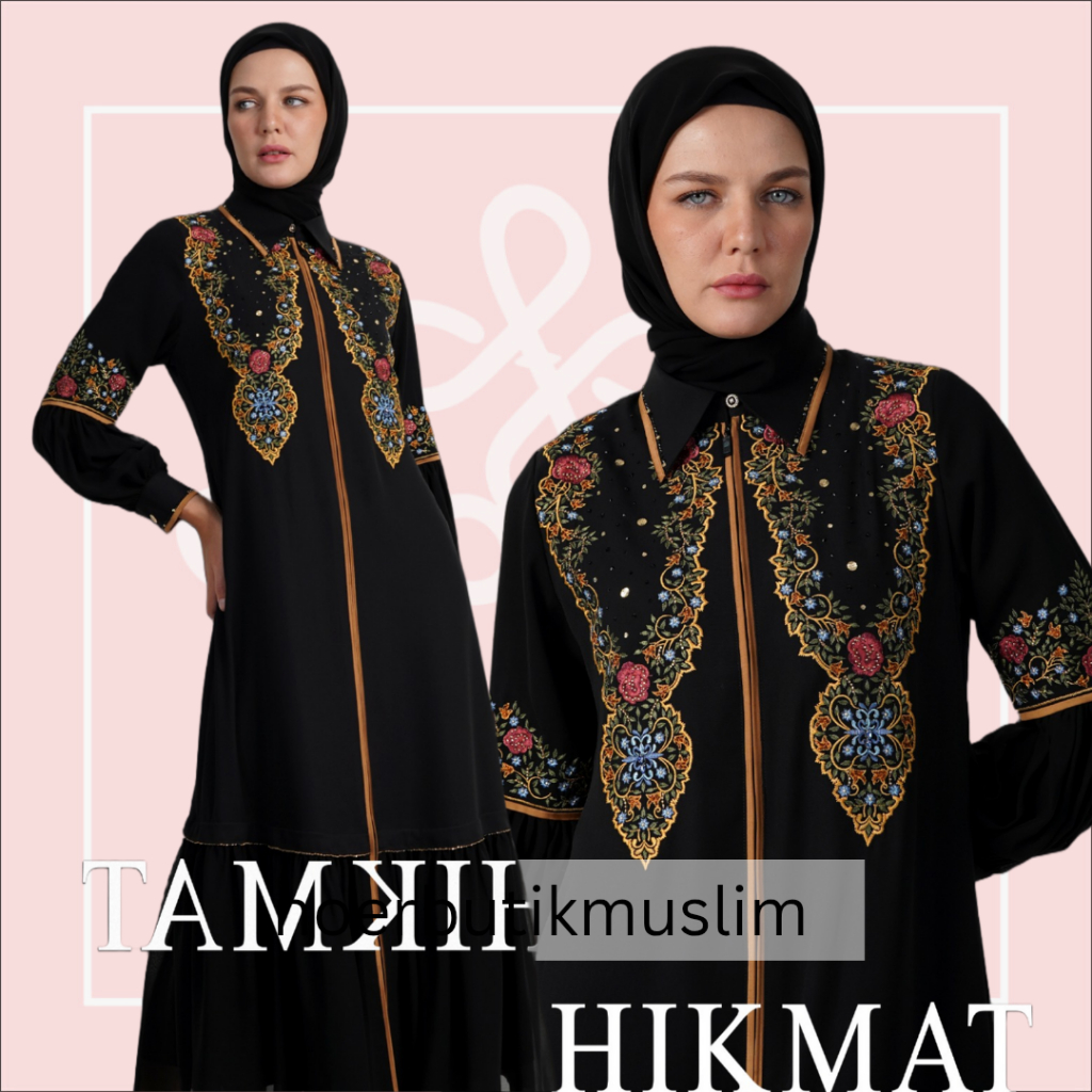 Hikmat Original Fashion A6833- Abaya Hikmat  - Noerbutikmuslim - Gamis lebaran - Gamis Mewah - Gamis