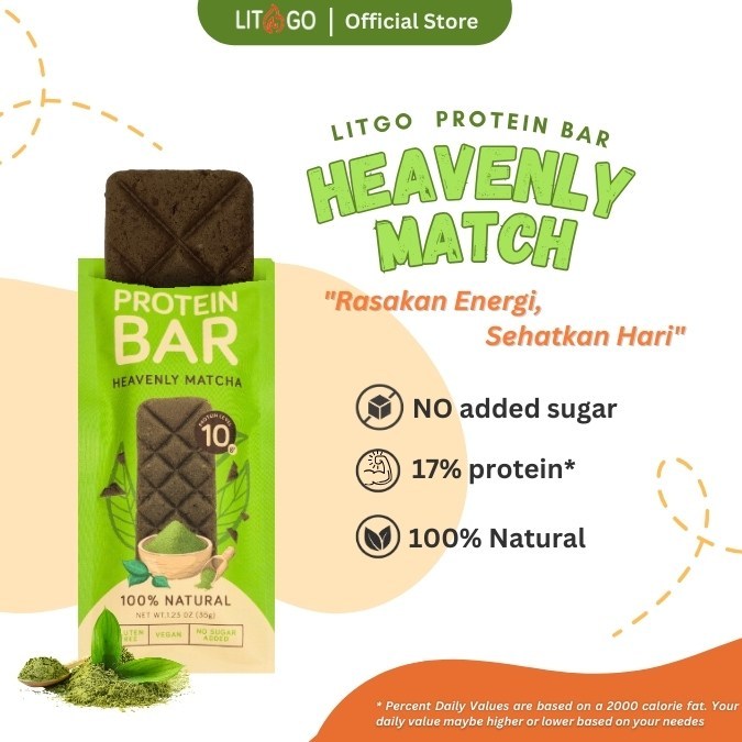 

Litgo Protein Bar Matcha Rendah Kalori Snack Sehat Alami Natural Energi