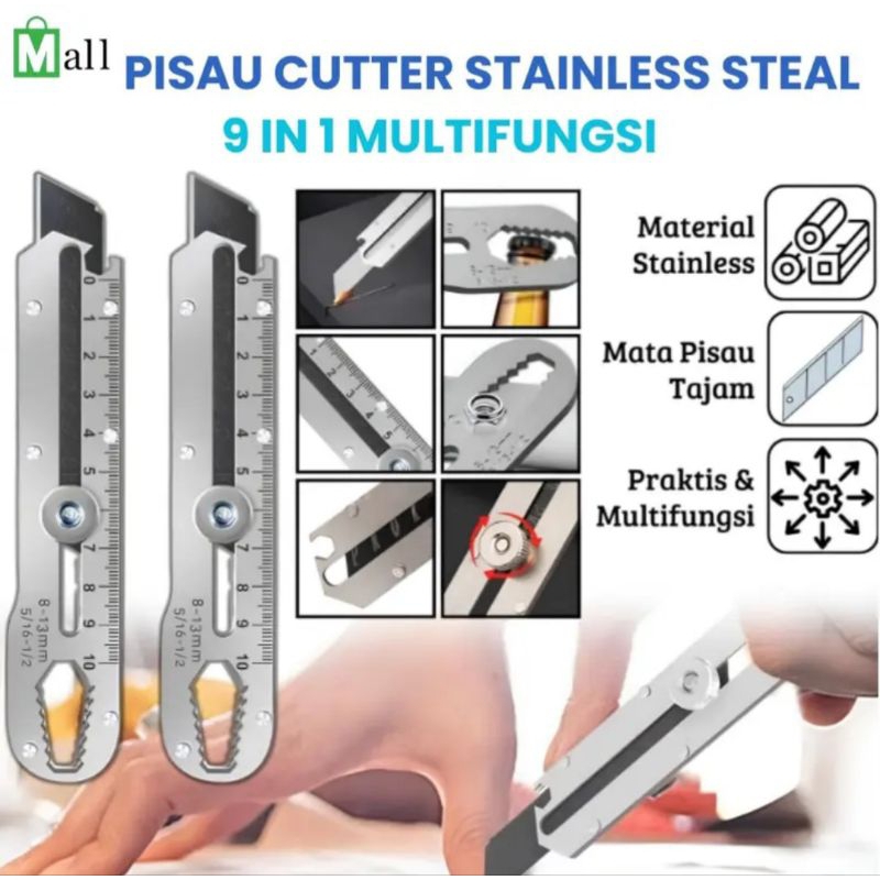 

Pisau Cutter Stainless Steel 9in1