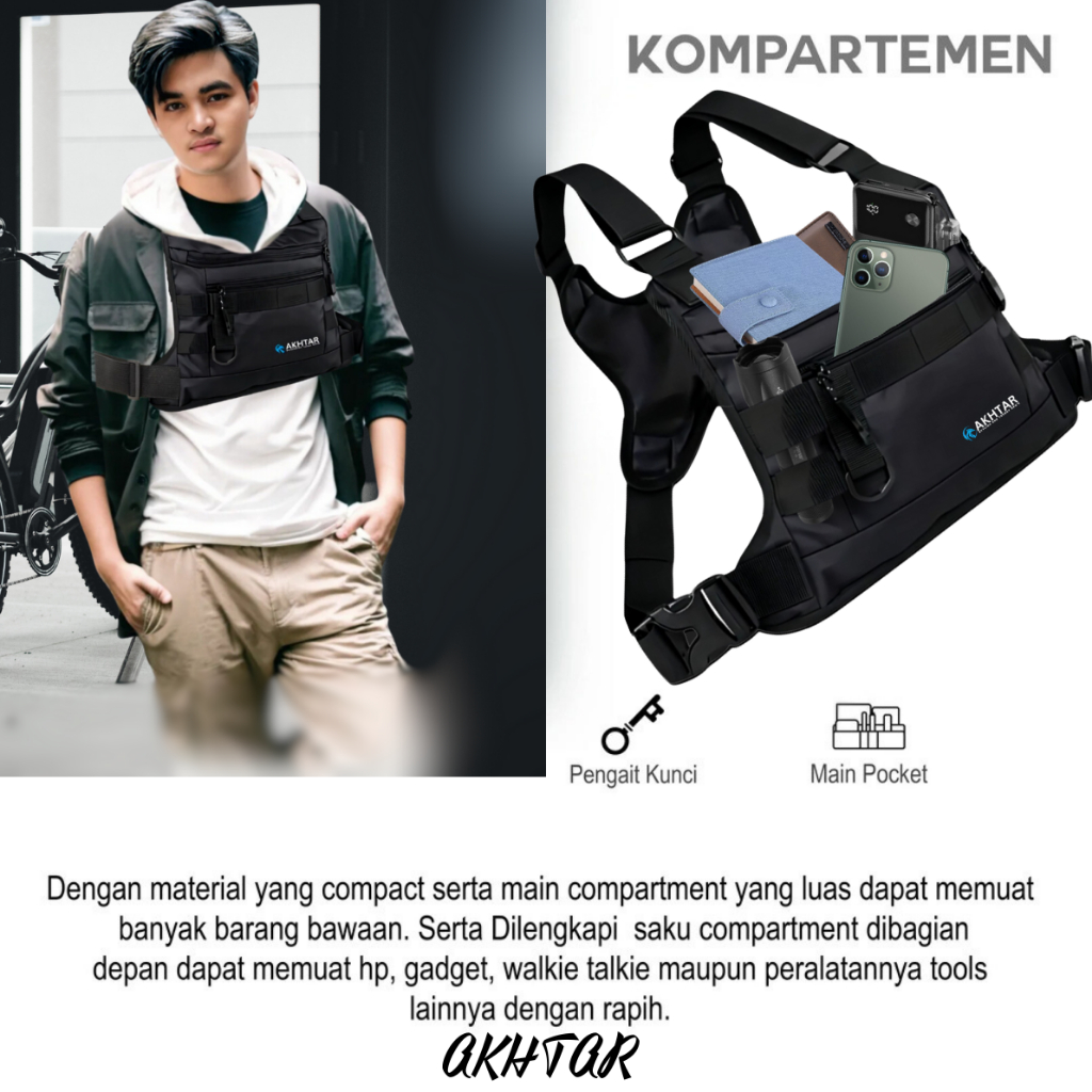 RB Tas Dada Depan Pria Tactical Tas Selempang Dada Cowok Akhtar