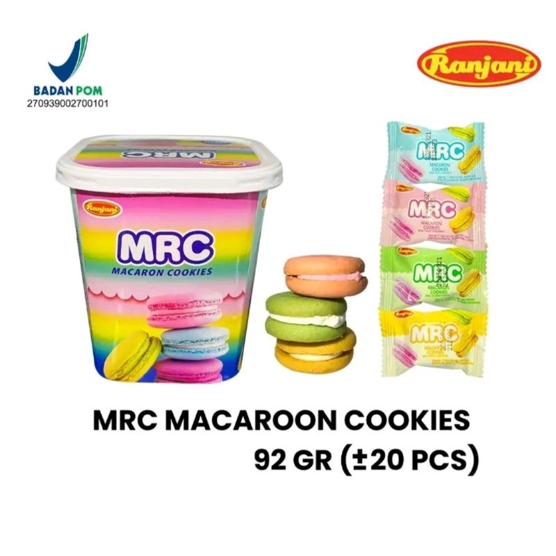 

MRC MACAROON COOCKIES RANJANI KUKIS BERANEKA RASA MAKARON 1 TOPLES / JAR ISI -+20 PCS 92GR