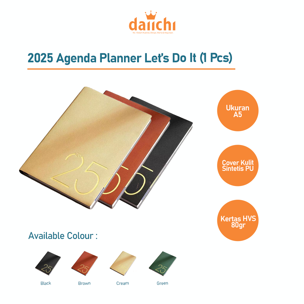 

Daiichi - Buku Agenda Tahunan 2025 Daiichi Let's Do It 1915 Ukuran A5 Buku Catatan Buku Kalender 365hari Rekam kehidupan dan peikerjaan, Buku Nota