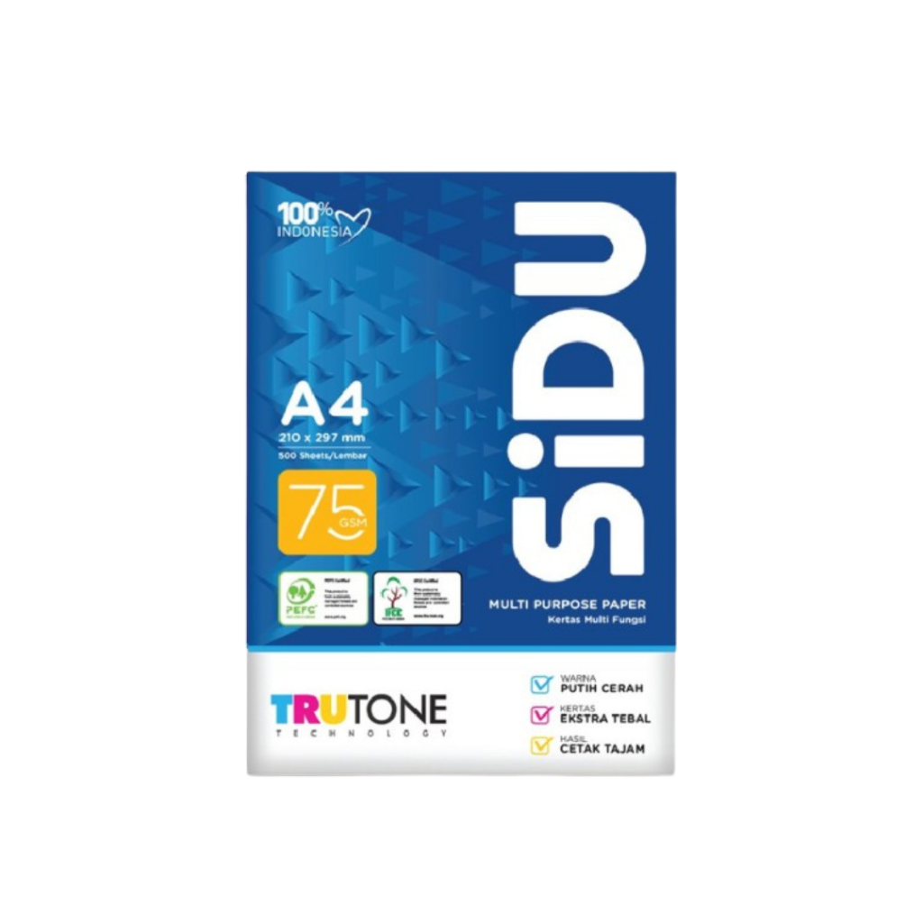 

RB Kertas HVS Fotocopy SIDU A4 F4 75 Gsm/ 500 Lembar - Ream