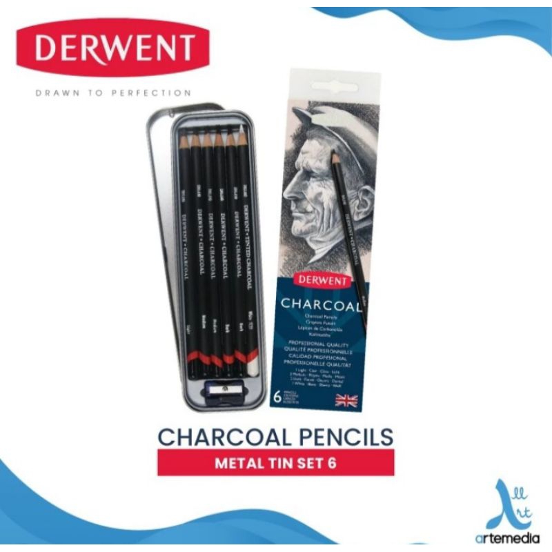 

Pensil Arang Derwent Charcoal Pencil 6 Metal Tin Set