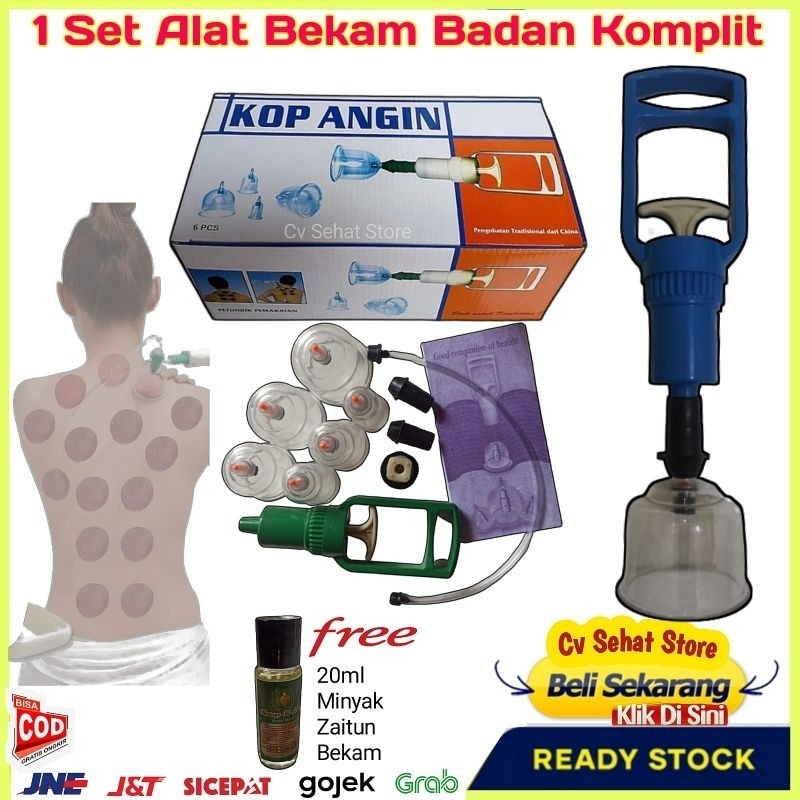 Set Alat Bekam Kop Tradisional Terapi Masuk Angin Cop Kesehatan Manual Cup isi 6 Tabung Gelas Kop Po