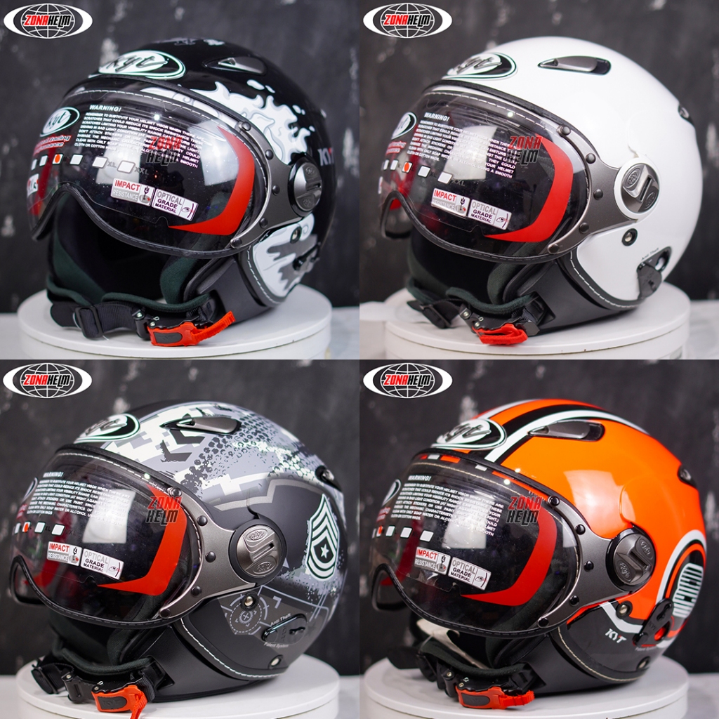KYT ELSICO SOLID DAN MOTIF ORIGINAL HELM HALF FACE PILOT SNI DOT CEWEK COWOK