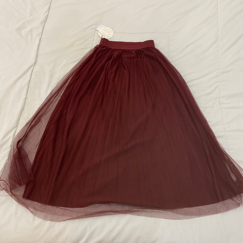 NEW TULLE SKIRT ROK MERAH MARUN LOKAL BRAND YUESHI FASHION UKURAN XL WOMENS CLOTHING