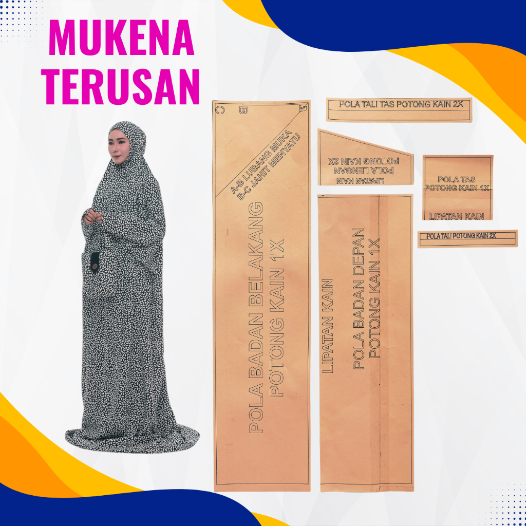 Pola Mukena terusan MODEL HADRAMAUT Anak sampai Dewasa