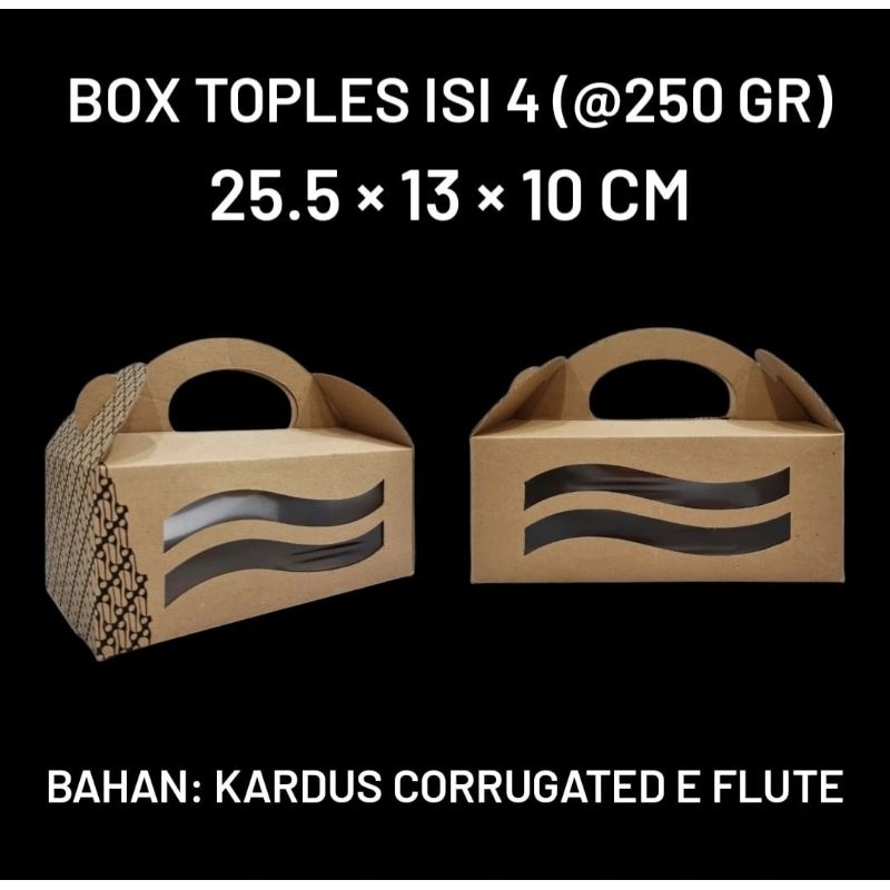 

(MIN ORDER 10 PCS) TOPLES ISI 4 250gr / GABLE BOX 25.5x13x10 / BOX TOPLES